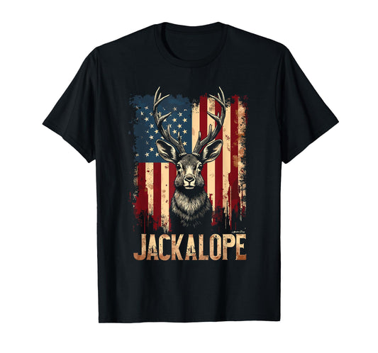 Jackalope American Flag Urban Wildlife T-Shirt