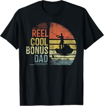 Reel Cool Bonus Dad Fishing Gifts Bonus Dad Birthday Vintage T-Shirt