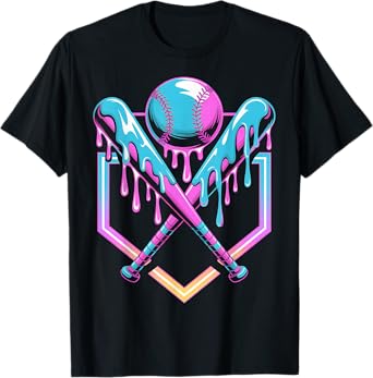 Baseball Drip For Boys Ice Cream Drip Youth Boys Baseball T-Shirt