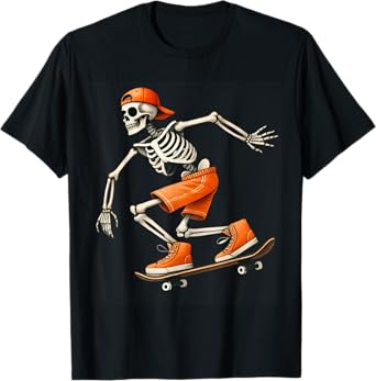 Skateboard Skeleton Halloween Costume Funny Men Boys Kids T-Shirt