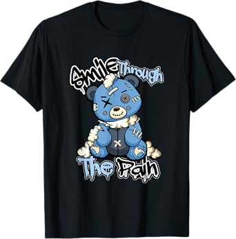 Blue Sad Teddy Bear Tee, Lofi Streetwear Aesthetic Bear T-Shirt