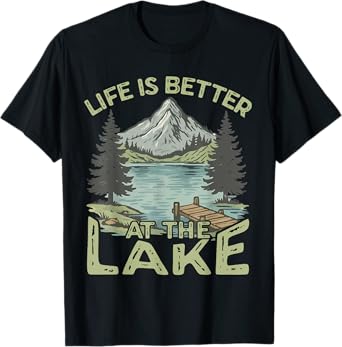 Vintage Life Is Better At The Lake Funny Boating Lake Life T-Shirt