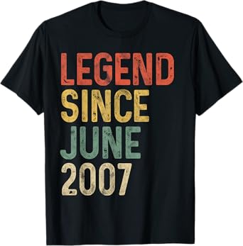 Legend 2007 18th Birthday Gifts for Men Women 18 Year Old T-Shirt