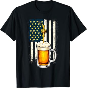 US Flag Craft Brewery Pouring Beer T-Shirt