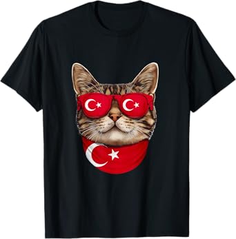 Turkish Flag American Bengal Cat Heritage Turkey T-Shirt