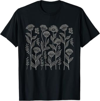 Floral Women TShirt Vintage Boho Wildflower Botanical Flower T-Shirt