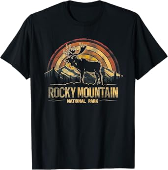 Rocky Mountain US National Park Vintage Men Women Kids Retro T-Shirt