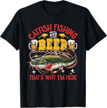 Catfish Fishing And Beer Funny Fisherman Drinking Beer Lover T-Shirt