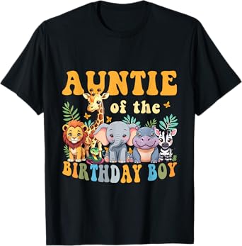 Auntie of the Birthday Boy Kid Safari Jungle Animal Matching T-Shirt
