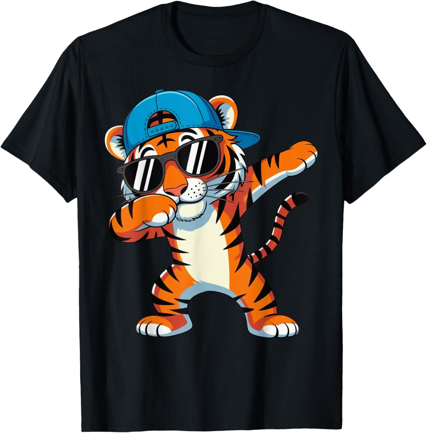 Cute Dabbing Tiger Apparel Cool Animal Men Girls Boys Kids T-Shirt