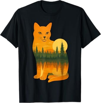Orange Cat Lover Wildlife Nature Forest Reflection T-Shirt T-Shirt