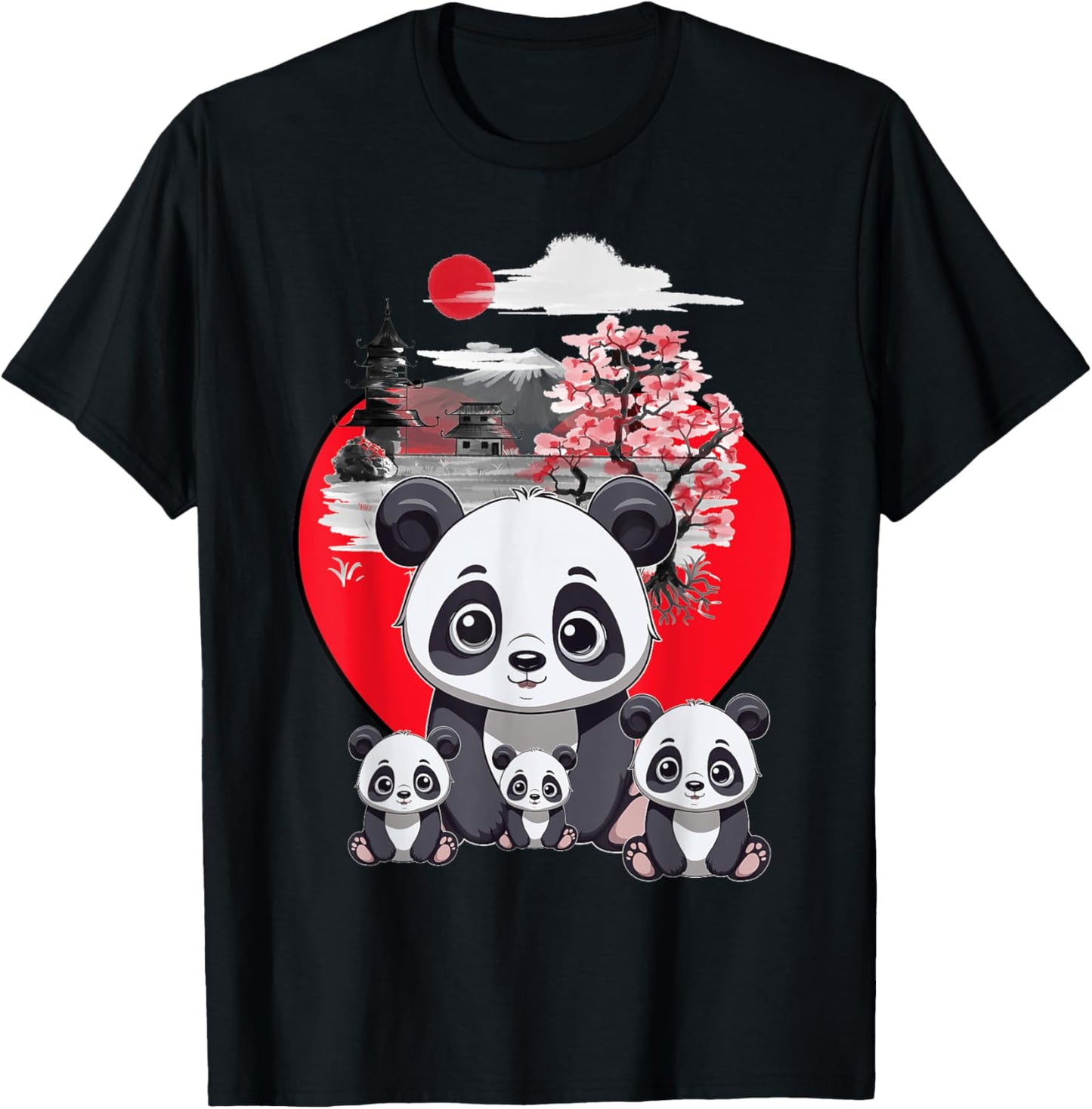 China Asia Bear Pandas Family Child Girl Boy Panda Bear T-Shirt
