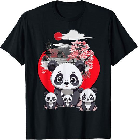 China Asia Bear Pandas Family Child Girl Boy Panda Bear T-Shirt