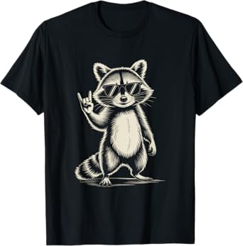 Retro Raccoon Rock Music For Men Women Funny Raccoon T-Shirt