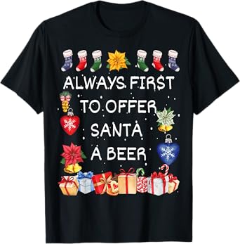 Most Likely To Offer Santa A Beer Funny Christmas Matching T-Shirt