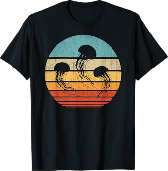 Jellyfish Retro Vintage 60s 70s Sunset Sea Animal Lovers Men T-Shirt