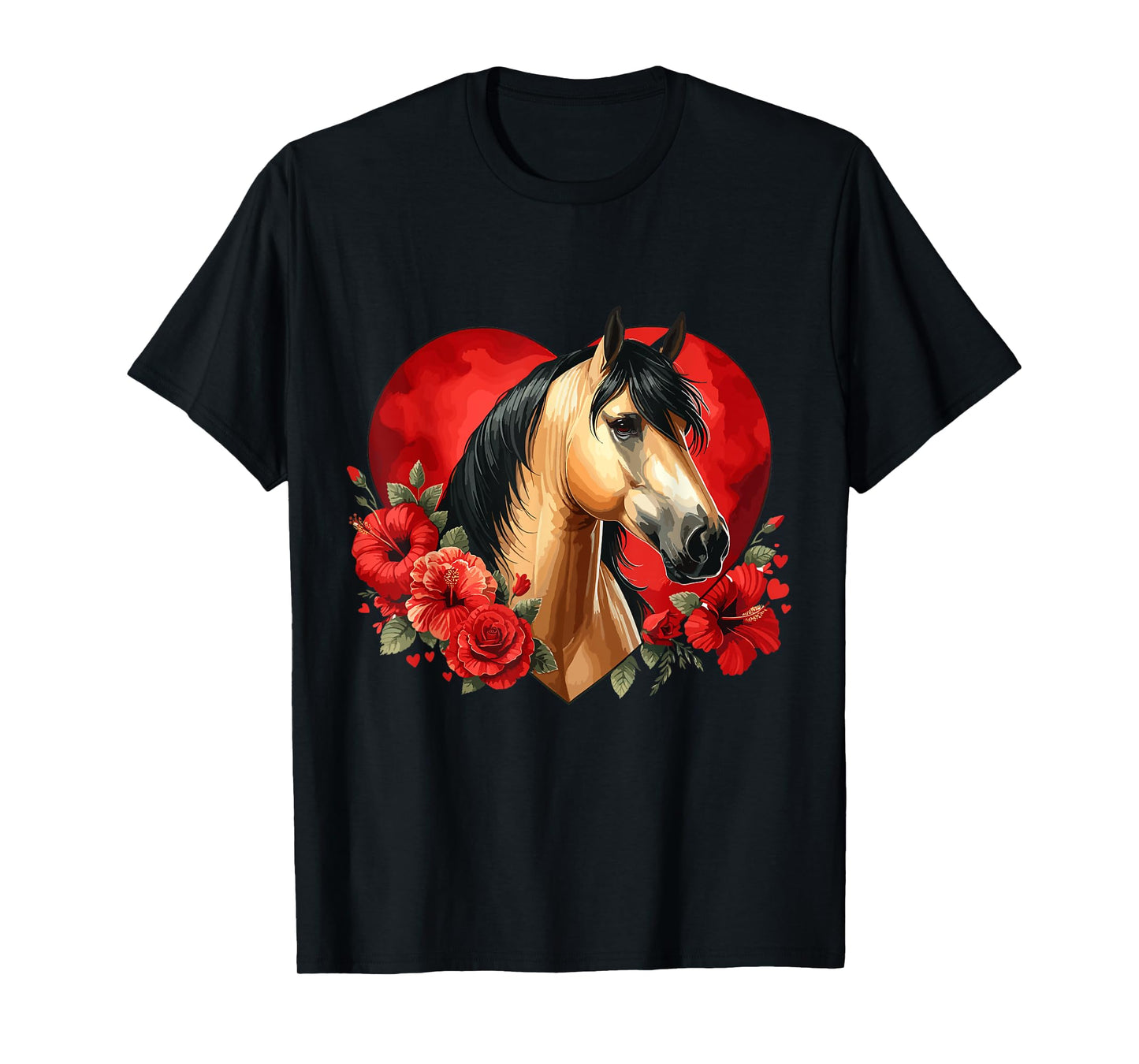 My Horse Is My Valentine Buckskin Horse Hibiscus & Heart T-Shirt