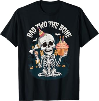 Bad Two The Bone Halloween Birthday 2nd Birthday Toddler T-Shirt