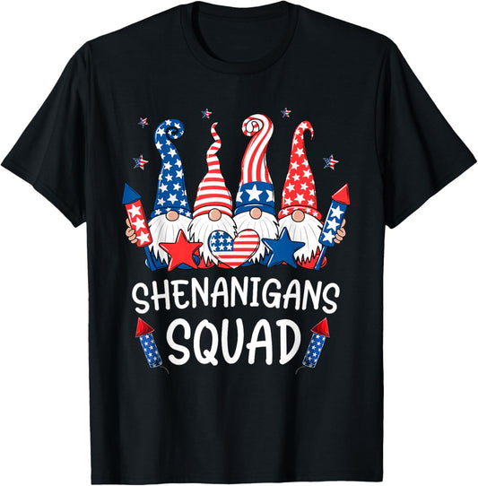 Patriotic Gnomes 4th Of July Shirt | Funny Shenanigans Squad T-Shirt