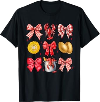 Coquette Bow Crawfish Boil Girl Aesthetic Funny Girl Women T-Shirt
