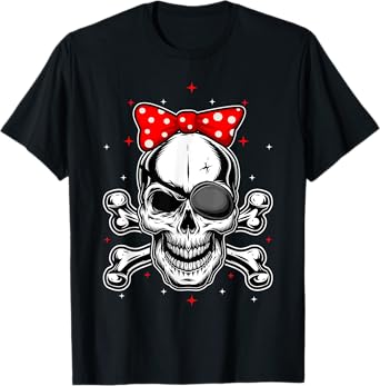 Women & Girls Cute Pirate Skull Crossbones T-Shirt