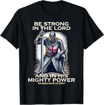 Templar Praying Knight Christian Bible Verse Saying Lord T-Shirt
