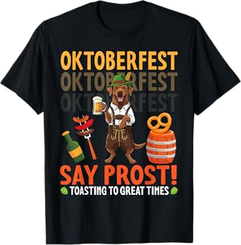 Say Prost Chesapeake Bay Retriever Pretzel Beer Oktoberfest T-Shirt