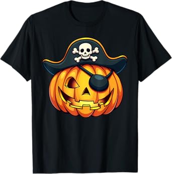 Cute Pirate Jack O Lantern Pumpkin Halloween Costume T-Shirt