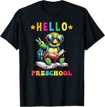 Hello Preschool Turtle Lovers Back to School Kids Boys Girls T-Shirt