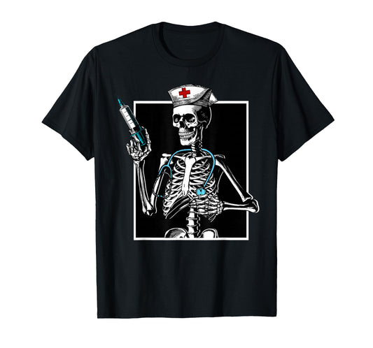 Halloween Skeleton ER Nurse Funny Nursing Student Spooky RN T-Shirt