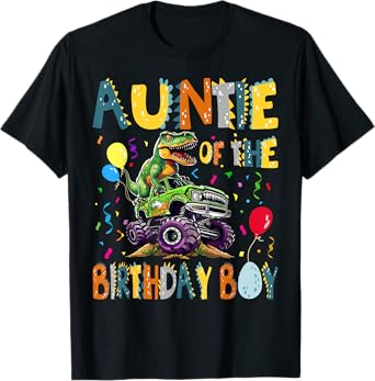 Auntie Of The Birthday Boy T-Rex Dinosaur Birthday Party T-Shirt
