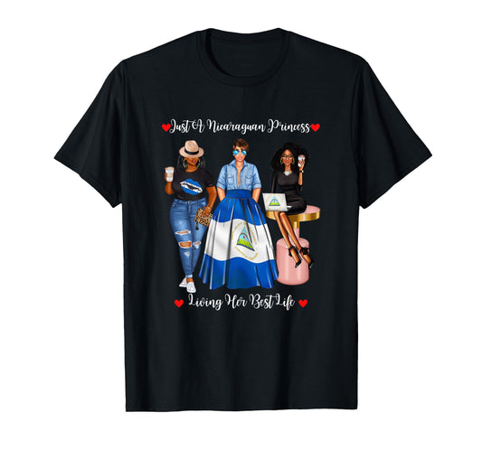 Just A Nicaraguan Princess Living Her Best Life Black Womens T-Shirt