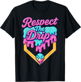 Respect The Drip Baseball Boys Ice Cream Funny Baseball T-Shirt