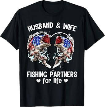 Husband And Wife Fishing Partners For Life Funny Fishing T-Shirt