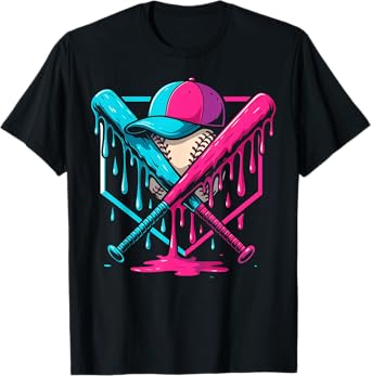 Baseball Ice Cream Drip Youth Home Plate Baseball Boys T-Shirt