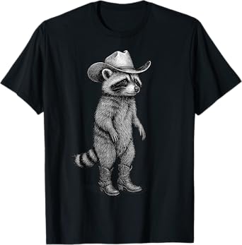Retro Raccoon Cowboy Cowgirl Trash Panda Western Country T-Shirt