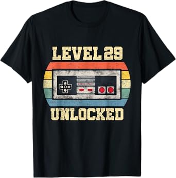 Level 29 Unlocked 29 Year Old Gift Funny Gamer 29th Birthday T-Shirt