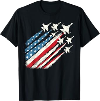 Patriotic USA Fighter Jets 4th of July T-Shirt for Women Girls Kids Men
