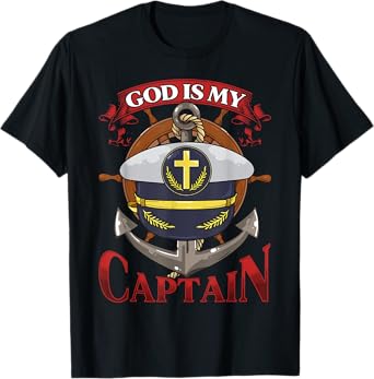 Christian Bible Verse God Is My Captain 2 Chronicles 13:12 T-Shirt