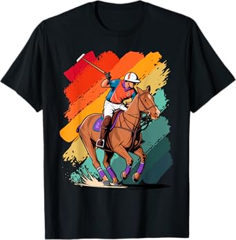 Colorful Polo player Boy on Mens Polo T-Shirt