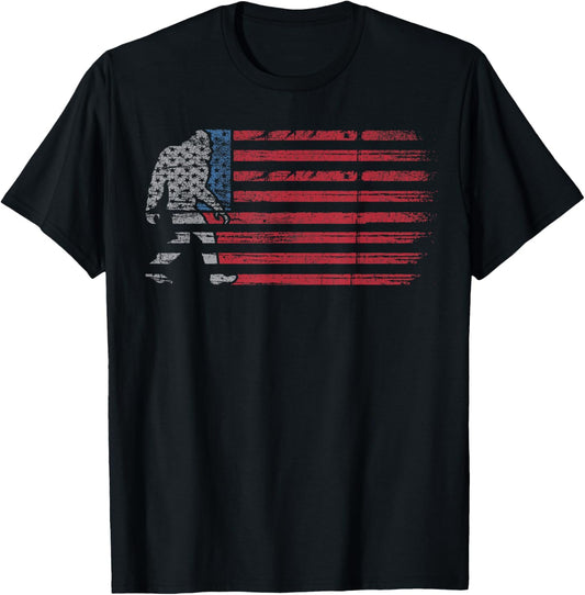 Bigfoot 4th of July Men Sasquatch Bigfoot American Flag T-Shirt