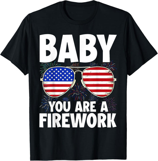 Groovy Baby You're A Firework 4th Of July American Flag T-shirt