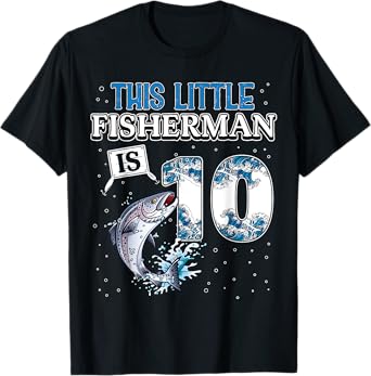 fishing party 10 year old Birthday Fisherman 10th Fisher Boy T-Shirt
