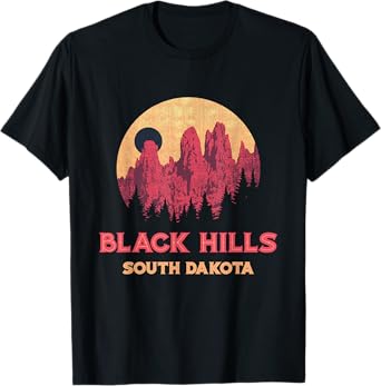 Vintage Black Hills Mountains And Forest South Dakota Travel T-Shirt