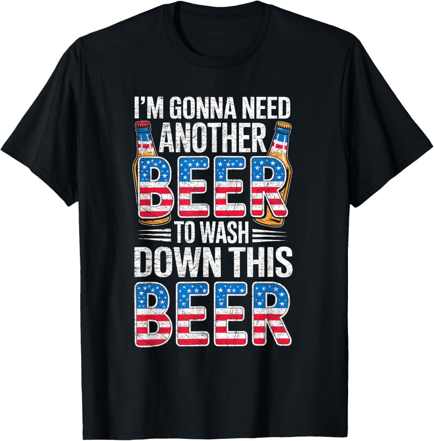Funny Beer Drinking Usa Flag 4th Of July Retro Men Patriot T-shirt