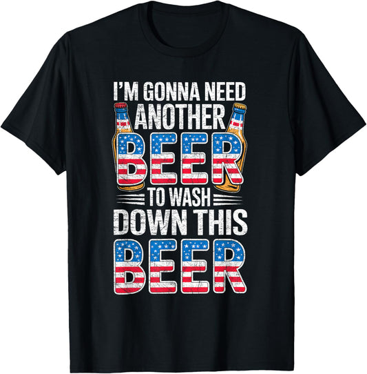 Funny Beer Drinking Usa Flag 4th Of July Retro Men Patriot T-shirt