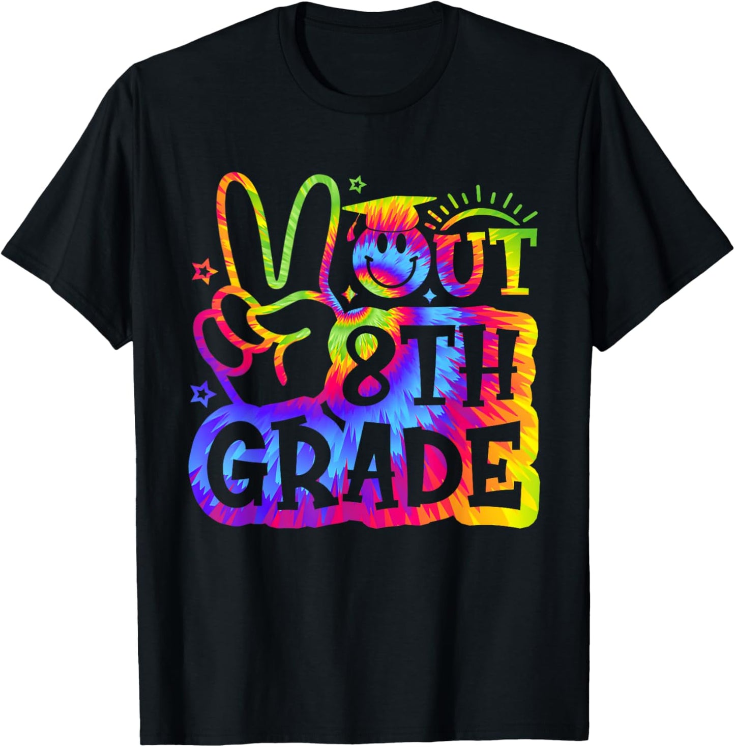 Peace Out 8th Grade Tie Dye Last Day Of School Graduation T-Shirt