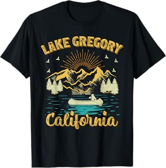 Summer Vacation Retro Mountain California Gregory Lake Men Women Kids T-Shirt
