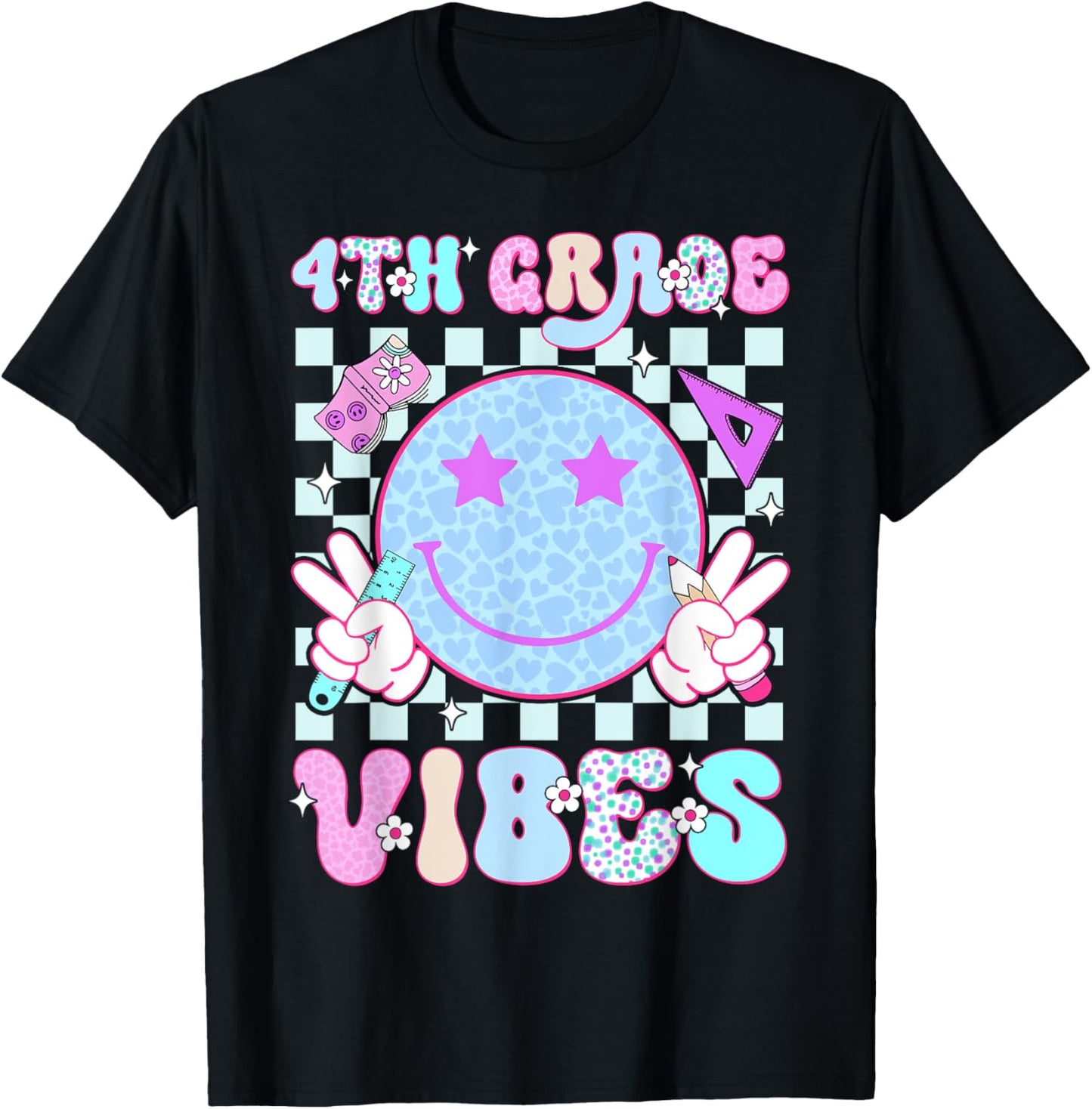 4th Grade Vibes Smile Face Back To School Teacher Kids T-shirt by TeeBrew