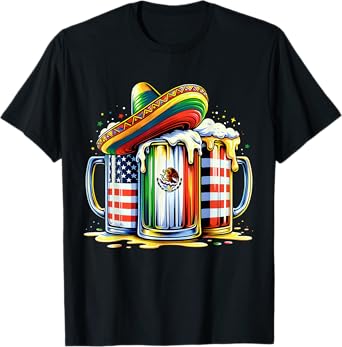 Beer Mexican USA Flag Cinco de Mayo Drinking Party Men Women T-Shirt